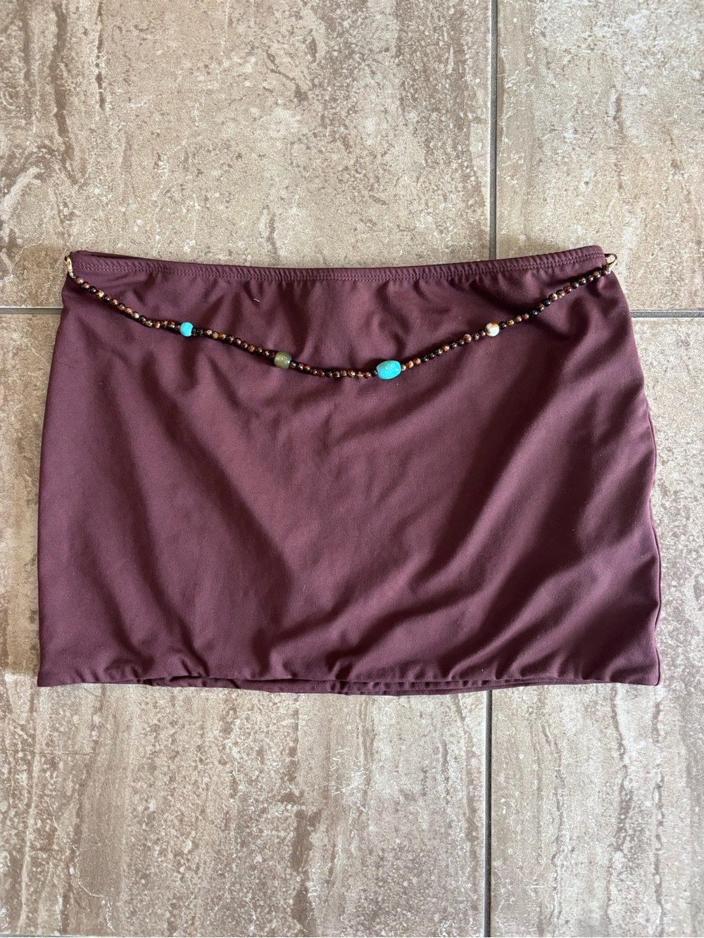 Edikted beaded brown festival mini skirt